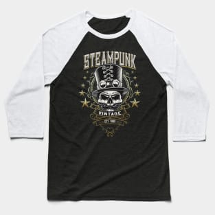 Steampunk Vintage Skull Baseball T-Shirt